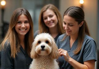 L’équipe BellePelage accueillant un animal avec sourire